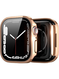 Dux Ducis(R) Electroplated Θήκη Με Τζαμάκι για Apple Watch Series 7/ 8/ 9 41mm - Rose Gold