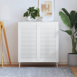 vidaXL Πορτάκια με Περσίδες 2 τεμ. Λευκά 99,3x49,4εκ Μασίφ Ξύλο Πεύκου