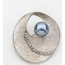 Vintage Silver Eclipse Pearl Brooch Ασημί Novita
