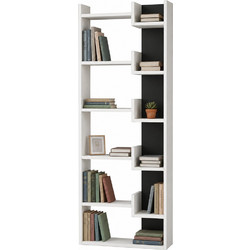 Shally Dogan Βιβλιοθήκη 6 Ραφιών Λευκή/Ανθρακί 60,5x22x162,5 cm 02002036