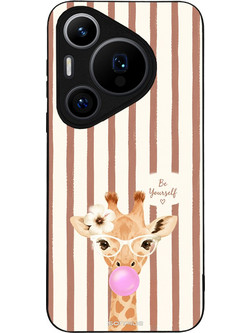 Sonique Stripe Stories Series Θήκη Huawei Pura 70 Pro Καφέ Καμηλοπάρδαλη με Τσιχλόφουσκα
