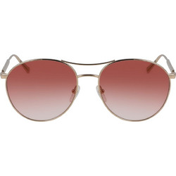 Longchamp LO133S 770 Γυναικεία Γυαλιά Ηλίου Στρογγυλά Μεταλλικά Χρυσά με Καφέ Degradee Φακό