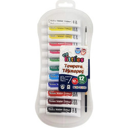 Τέμπερες 12ml με Ξύλινο Πινέλο, 12 Χρώματα