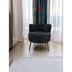 Stewe Home Πολυθρόνα με Υποπόδιο Teddy Μαύρη 60x60x60cm