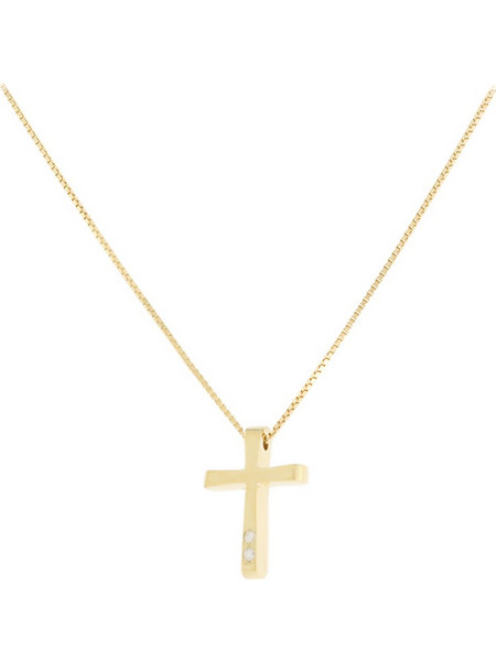 Χρυσός Σταυρός Κ18 με Διαμάντια BR:0.01ct - SaSashop