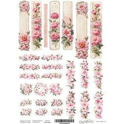Craftistico Ριζόχαρτο Decoupage 30x40cm Λαμπάδας Λουλούδια Ροζ