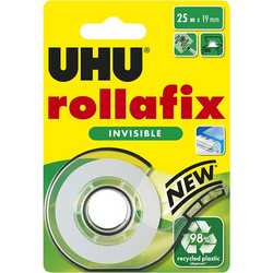 UHU ΤΑΙΝΙΑ ΚΟΛΛΗΤΙΚΗ ΑΟΡΑΤΗ ΜΕ ΒΑΣΗ BLISTER 25mx19mm