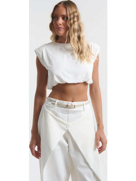 Crop Top Kellys Με Βάτες & Στρας Στους Ώμους