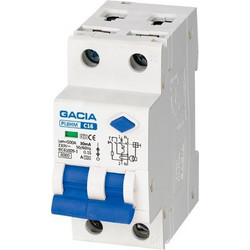ΡΕΛΕ RCBO ΔΙΠΟΛΙΚΟ 20A 6kA 100mA 1P+N C GACIA TYPE A