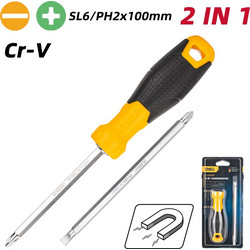 DELI 2-IN-1 SCREWDRIVER SL6/PH2x100MM YELLOW