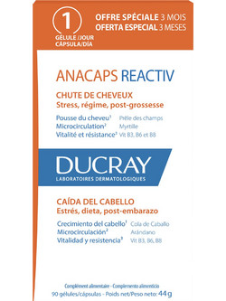 Ducray Anacaps Reactiv Συμπλήρωμα Διατροφής κατά της Τριχόπτωσης 90 Κάψουλες