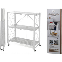 Ράφι Πτυσσόμενο Με Ρόδες Λευκό Μέταλλο 71x36x87cm 06514023