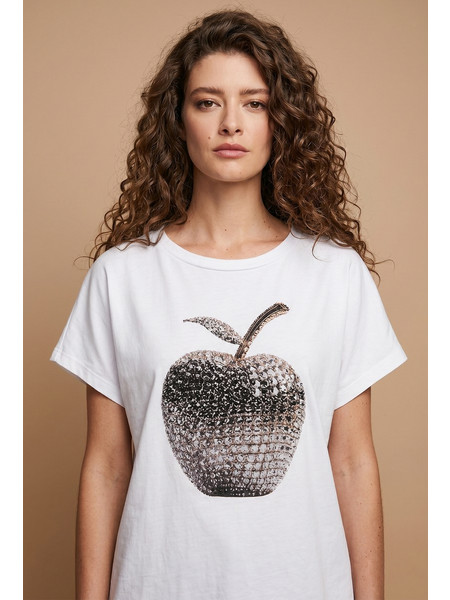 DEJAVU Γυναικείο T-Shirt Με Λαμπερό Μήλο