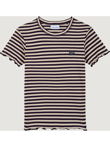 Maison Labiche γυναικείο T-shirt ριγέ Heart Patch - AAWFOLIESCOEUR Εκρού
