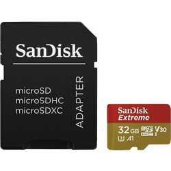 Sandisk Memory 32GB Extreme microSDHC U3 V30 A1 UHS-I with Adapter (SDSQXAF-032G-GN6MA) (SANSDSQXAF-032G-GN6MA)