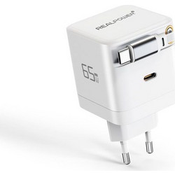 RealPower 547527 Φορτιστής με Καλώδιο USB-C με Θύρα USB-C 65W Power Delivery White