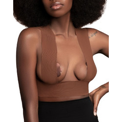 BYE BRA BODY TAPE 5M X 6.5 CM + 3 PAIRS OF SATIN NIPPLE COVERS DARK BROWN