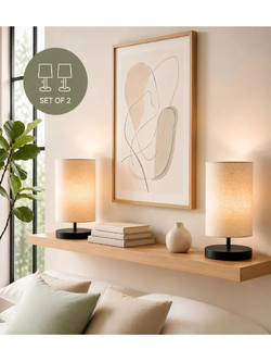 Stewehome Σετ 2 τεμαχίων κυλινδρικών επιτραπέζιων φωτιστικών με λινό ύφασμα για σπίτι και γραφείο 26853723