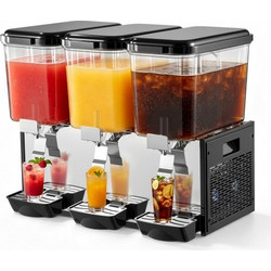 VEVOR Commercial Beverage Dispenser 3 Tanks 18 L / 19 QT Per Tank, Inox Dispenser Juice Dispenser, Ice Tea Drink Machine με θερμοκρασία ψύξης 7C έως 12C, for Cold Drink Restaurant Bar Party