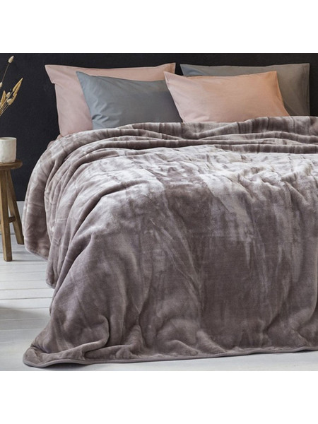 Κουβέρτα Βελουτέ King Size (240x260) Nima Coperta Cigar Beige