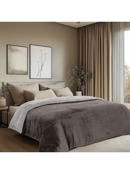 Beauty Home Παπλωματοθήκη υπέρδιπλη διπλής όψεως Art 11602 Jacquard fleece 700gsm Fiesta Plus 220x240 Ανθρακί,Γκρι