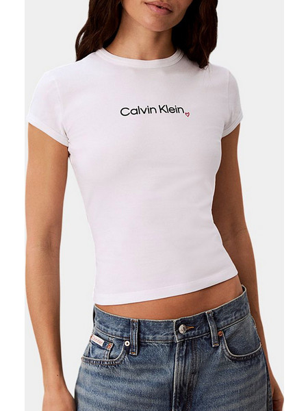 CALVIN KLEIN JEANS SS SLIM FIT HEART LOGO TEE LV047H835G-YAF White