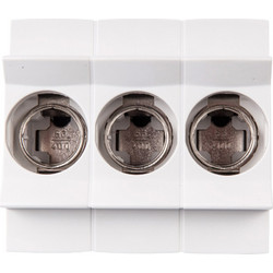 Plastic Fuse base D02 w. clamp ,3-p, 63A