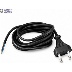 Flat Cord 3m 2x0.75mm 2.5A 250V IP20 EU Plug Black