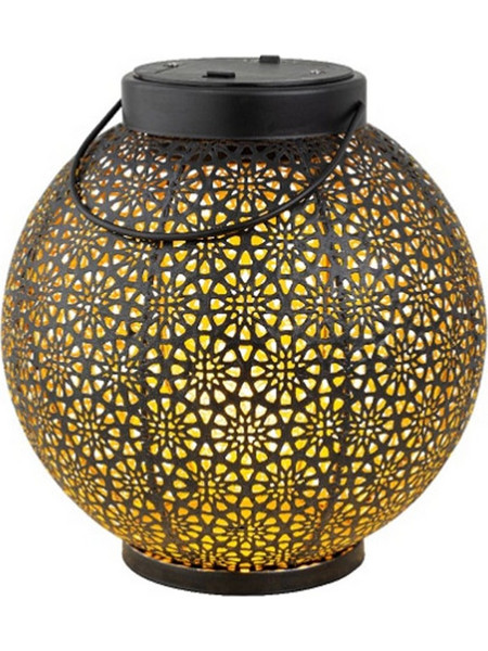 Επιτραπέζιο Φωτιστικό Φανάρι Lumineo Casablanca 28cm με Διάμετρο 20cm Warm White IP44 Black 898409