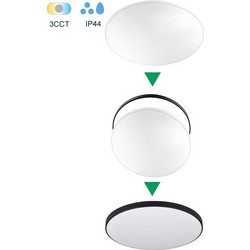 LED πλαφονιέρα 24W στρογγυλή Φ33 3xCCT (3000K/4000K/6500K) 2160lm IP44 Λευκό και Μαύρο SATURN 2027021 VITO