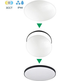 LED πλαφονιέρα 24W στρογγυλή Φ33 3xCCT (3000K/4000K/6500K) 2160lm IP44 Λευκό και Μαύρο SATURN 2027021 VITO