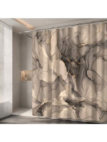 Κουρτίνα μπάνιου printed με κρίκους Σχ.Marble grey 180x200cm 100% pol. 180x200cm