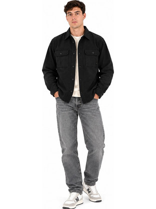 Rebase Ανδρικό Πουκάμισο Overshirt Relaxed Fit Μαύρο