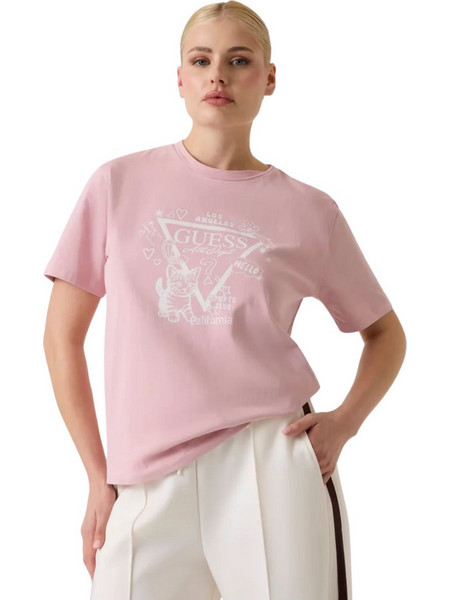 Guess Γυναικείο T-Shirt Oversize Fit V6YI13K4301-LPBS Ροζ