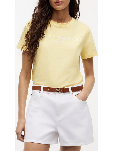 TOMMY HILFIGER REG CORP LOGO C-NK SS WW0WW40276-ZF0 LightYellow