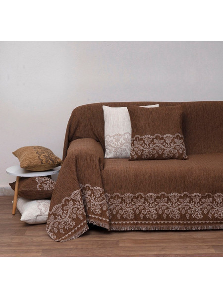 Ριχτάρι 1458 Brown Anna Riska Πολυθρόνα 180x180cm Βαμβάκι-Ακρυλικό