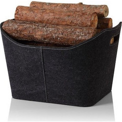 HOME AND CAMP HC 20757 Felt Μεταλλικό Καλάθι Αποθήκευσης Ξύλων 55x40x35cm Γκρι