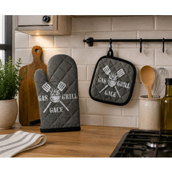 Σετ πιάστρα-γάντι Σχ. Gas grill 100% cotton Σετ