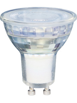 ΓΥΑΛΙΝΗ ΛΑΜΠΑ LED ΣΠΟΤ GU10 5W ΘΕΡΜΟ ΛΕΥΚΟ 3000K 550LM 36 / 5WGU10KCWWGL