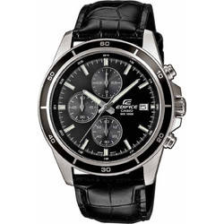 Casio Edifice Ανδρικό Ρολόι Χρονογράφος με Ασημί Δερμάτινο Λουράκι EFR-526L-1AVUEF