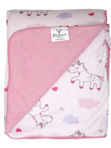 Viopros 74 Κουβέρτα Κούνιας Fleece 110x150 Ροζ
