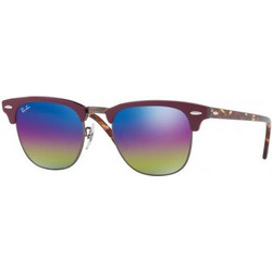 Ray-Ban RB3016 1222/C2 Ανδρικά Γυαλιά Ηλίου Τετράγωνα Κοκάλινα Μωβ με Πολύχρωμο Καθρέπτη Φακό