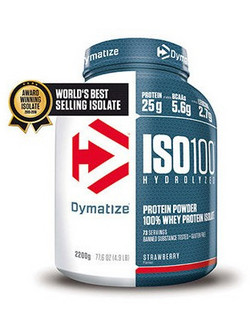 Dymatize ISO100 Hydrolyzed Strawberry Πρωτεΐνη Ορού Γάλακτος Γράμμωσης Χωρίς Λακτόζη 2.2kg