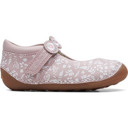 Clarks Παιδικές Μπαλαρίνες Δερμάτινες με Σκρατς Ροζ 26171821