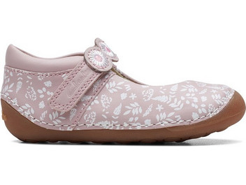 Clarks Παιδικές Μπαλαρίνες Δερμάτινες με Σκρατς Ροζ 26171821