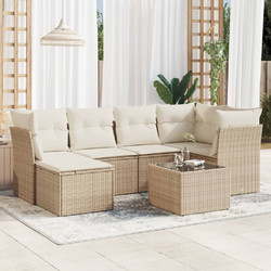 vidaXL Σετ Σαλόνι Κήπου Rattan 7τμχ Μπεζ 3217958