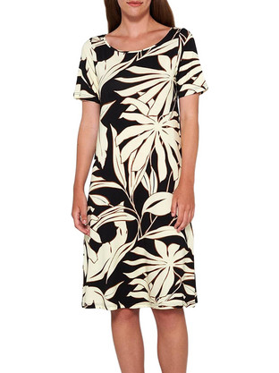 Vamp Midi Καλοκαιρινό Καθημερινό Φόρεμα Floral Μαύρο 20493-100
