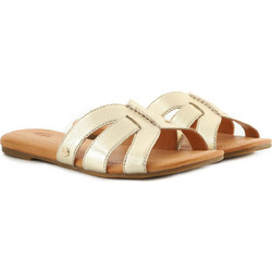 UGG Teague Δερμάτινα Γυναικεία Σανδάλια Χρυσά 1119753-GLDM