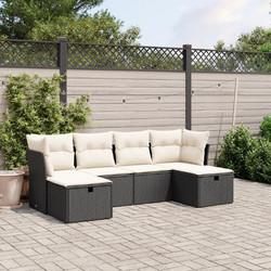 vidaXL Σετ Σαλόνι Κήπου Rattan 6τμχ Μαύρο 3263232