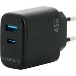 Mobilis 001363 Φορτιστής χωρίς Καλώδιο με Θύρα USB-A & Θύρα USB-C 45W Black